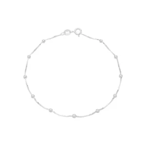 Pulseira De Prata 925 - Veneziana com Bolinhas 2mm