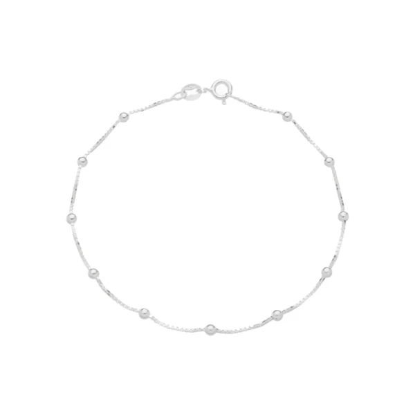 Pulseira De Prata 925 - Veneziana com Bolinhas 2mm